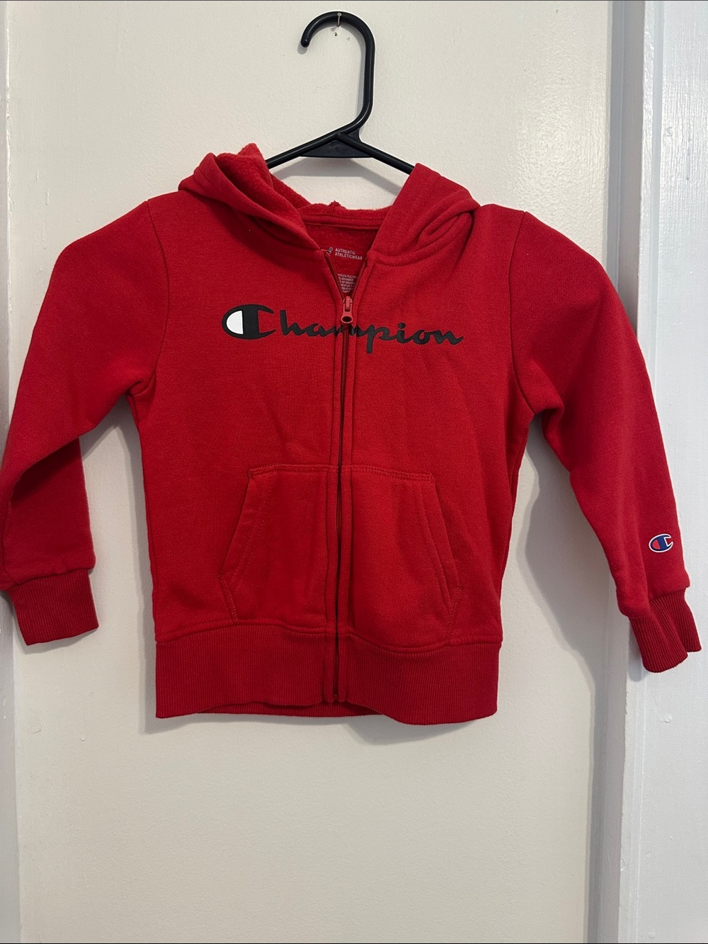 Champion Kids Red Full-Zip Hoodie with Logo